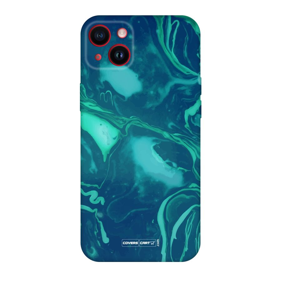 Jazzy Green Marble Texture Original Polycarbonate Back Case for iPhone 14 Plus