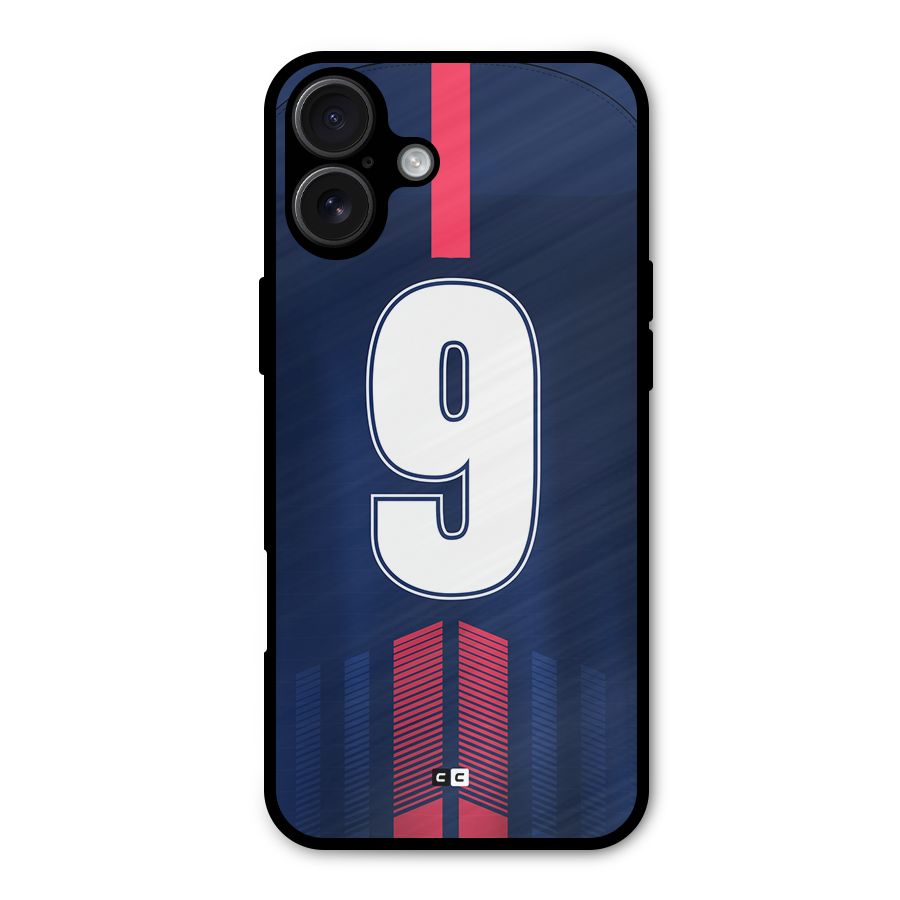 Jersy No 9 Metal Back Case for iPhone 16 Plus