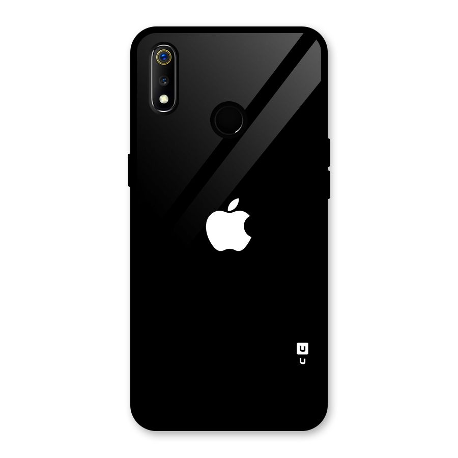 Jet Black Apple Special Glass Back Case for Realme 3i