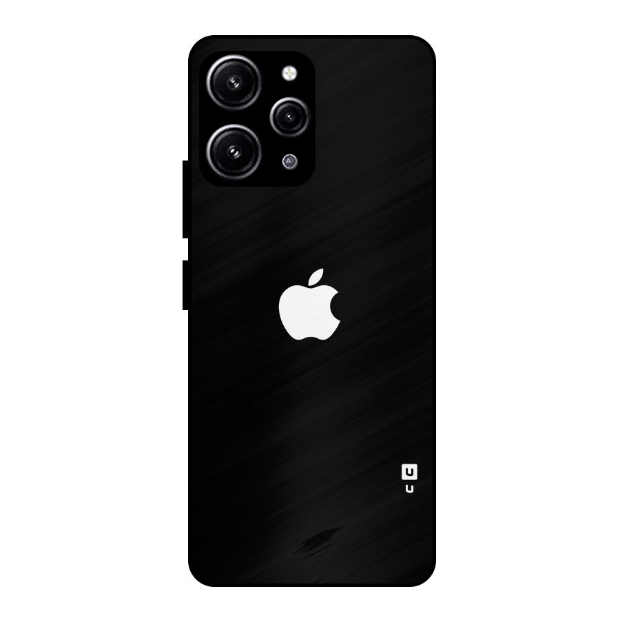 Jet Black Apple Special Glass Back Case for Redmi 12 4G