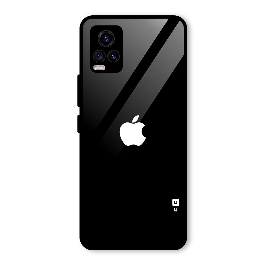 Jet Black Apple Special Glass Back Case for Vivo V20 2021