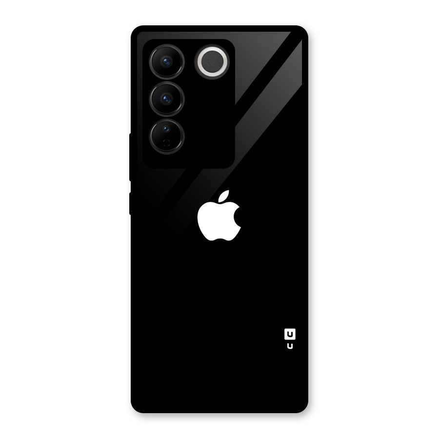 Jet Black Apple Special Glass Back Case for Vivo V27 Pro