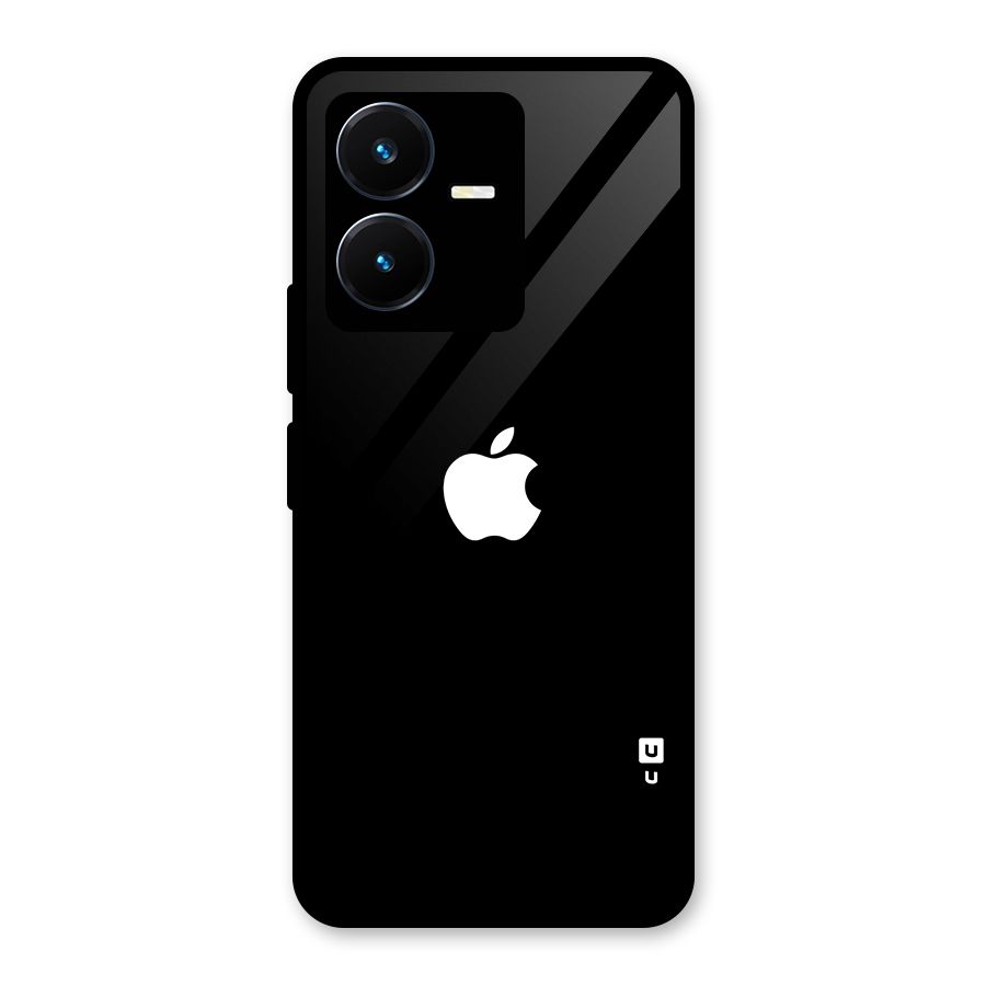Jet Black Apple Special Glass Back Case for Vivo Y22s