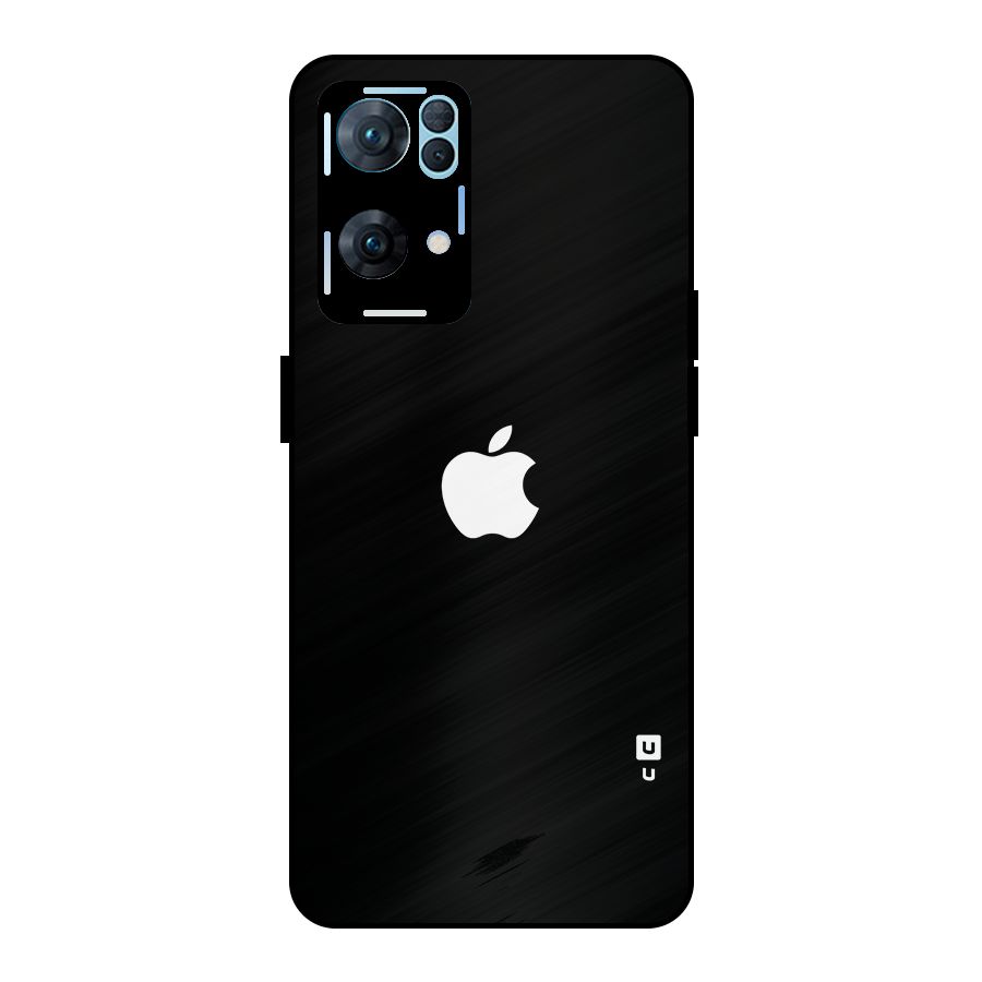 Jet Black Apple Special Metal Back Case for Oppo Reno7 Pro 5G
