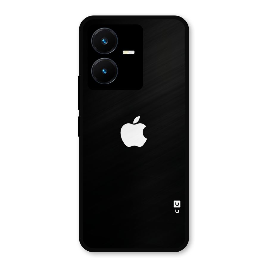 Jet Black Apple Special Metal Back Case for Vivo Y22s
