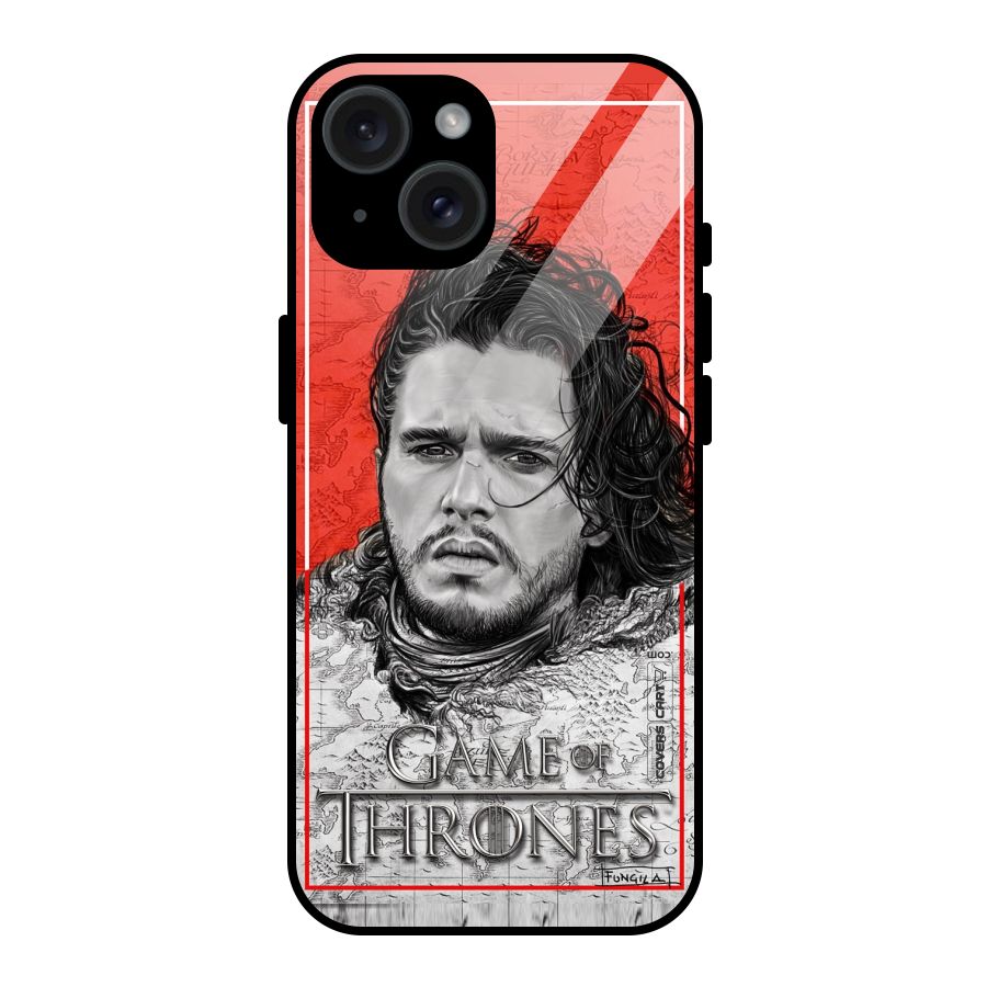 Jon Snow Nights Watch Glass Back Case for iPhone 15