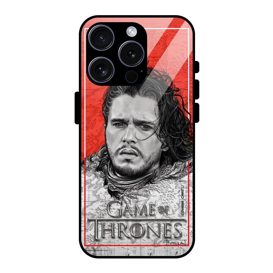Jon Snow Nights Watch Glass Back Case for iPhone 15 Pro