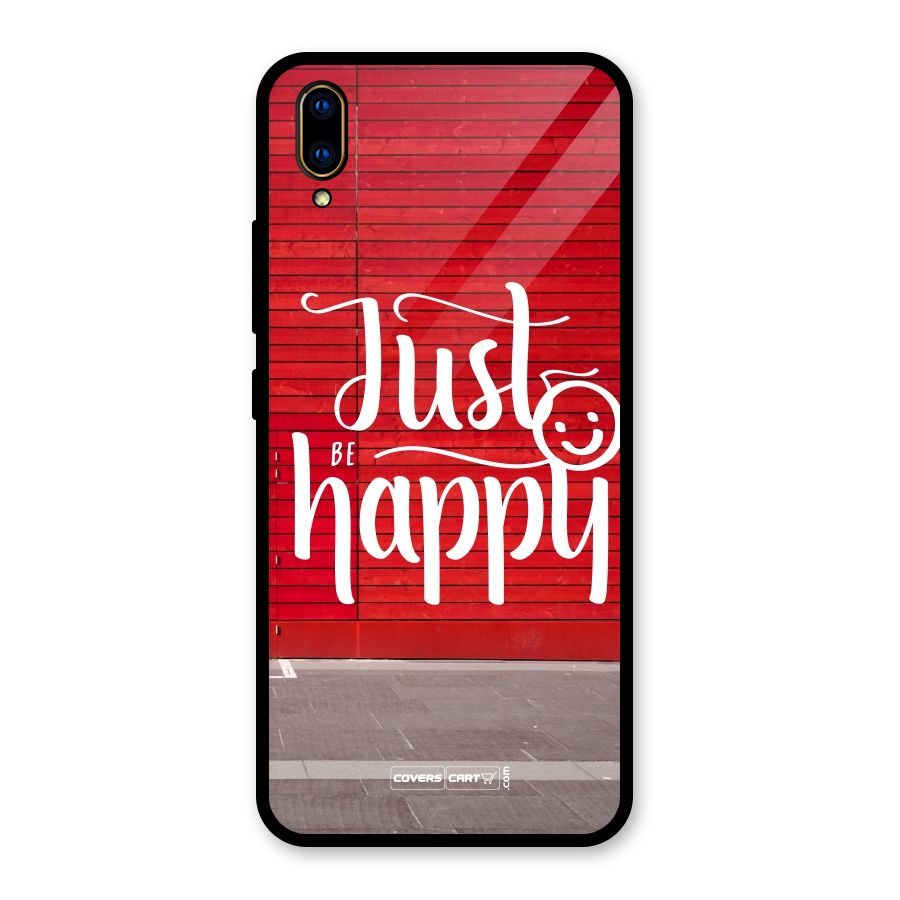 Just Be Happy Glass Back Case for Vivo V11 Pro