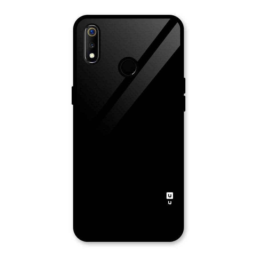 Just Black Glass Back Case for Realme 3i