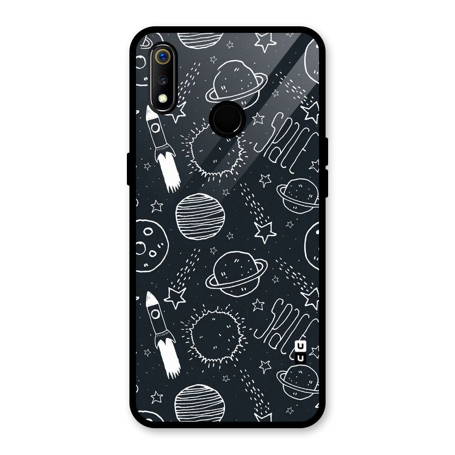 Just Space Things Glass Back Case for Realme 3