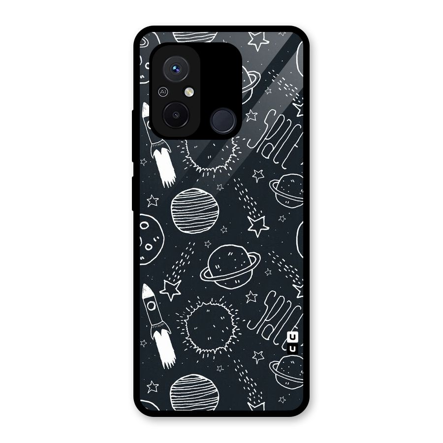 Just Space Things Glass Back Case for Redmi 12C