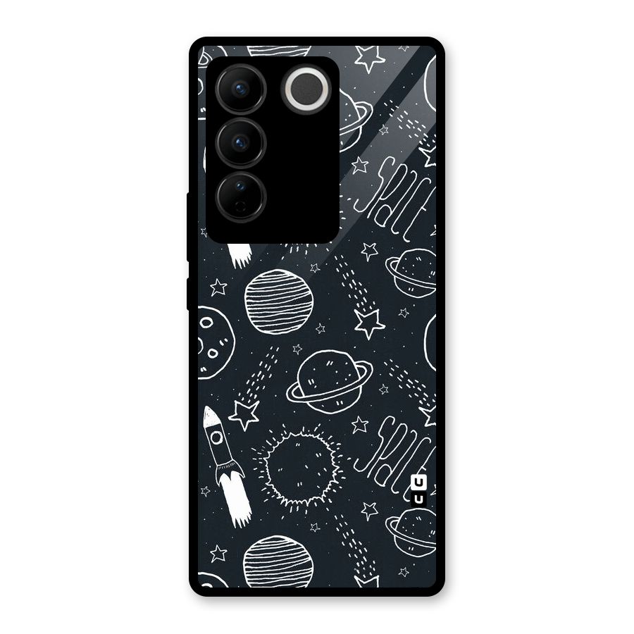 Just Space Things Glass Back Case for Vivo V27
