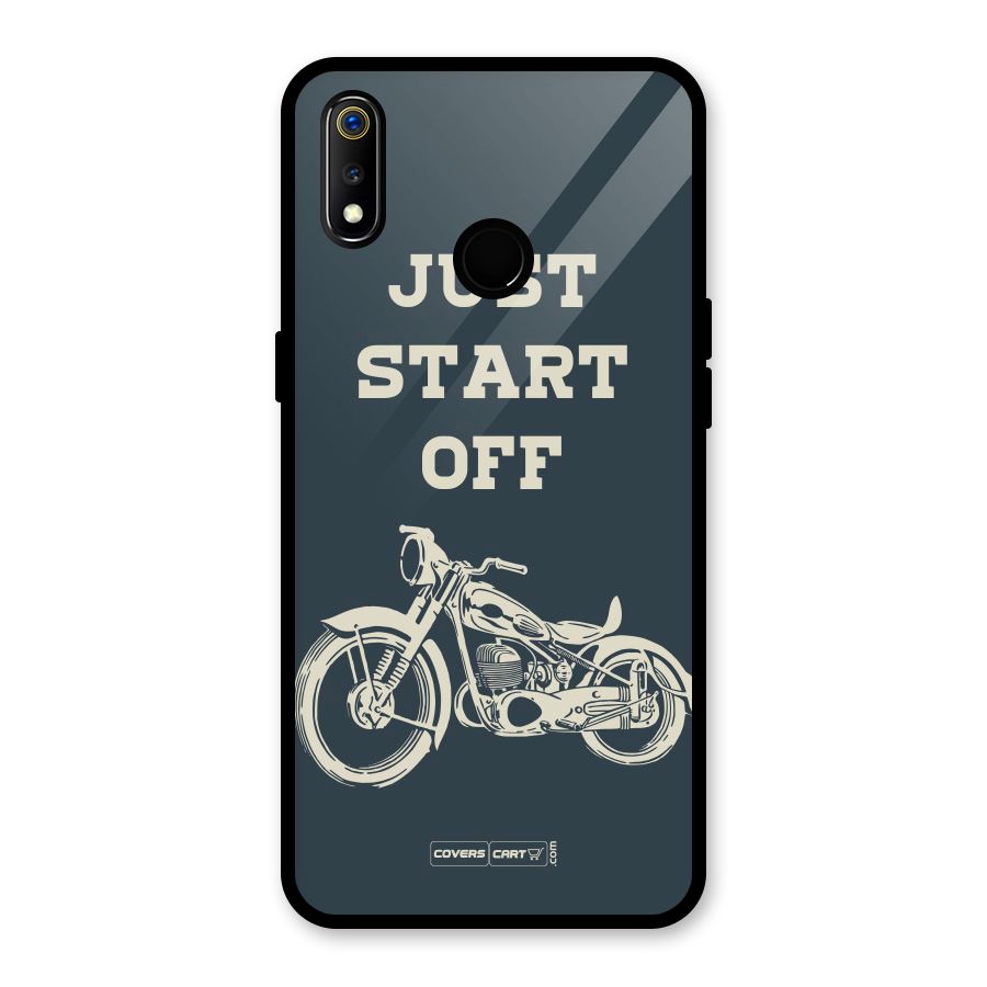 Just Start Off Glass Back Case for Realme 3