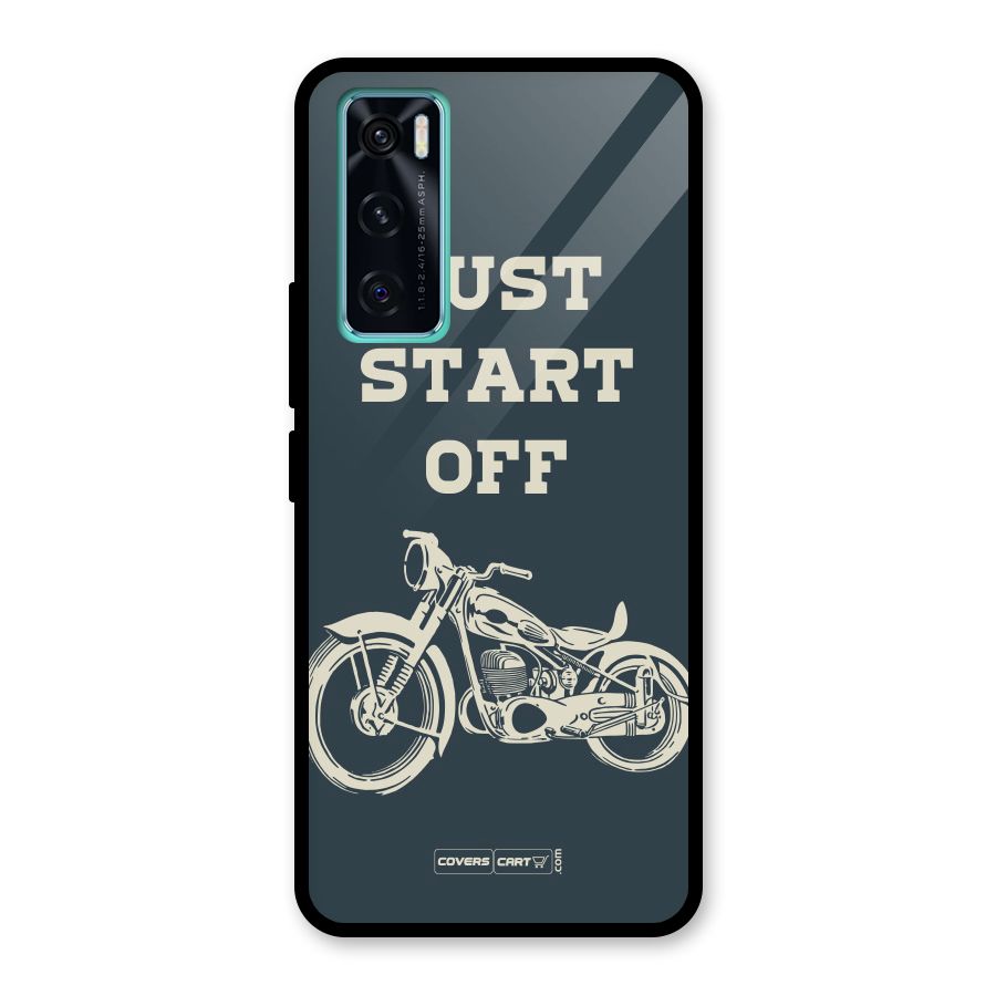 Just Start Off Glass Back Case for Vivo V20 SE