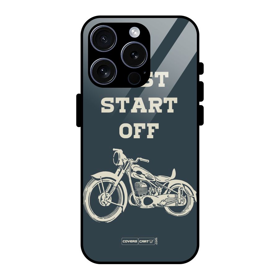 Just Start Off Glass Back Case for iPhone 15 Pro