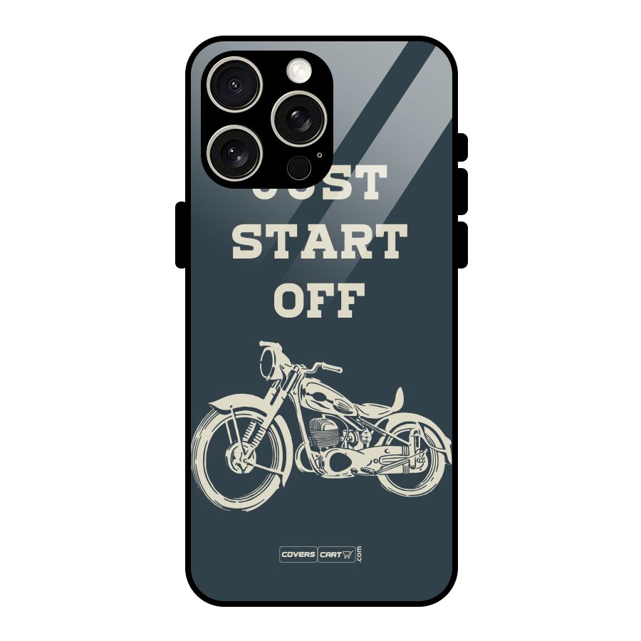 Just Start Off Glass Back Case for iPhone 15 Pro Max