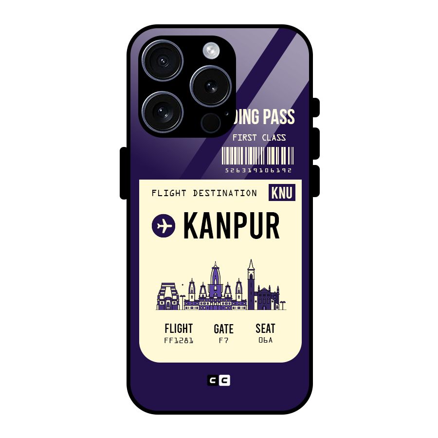 Kanpur Boarding Pass Glass Back Case for iPhone 15 Pro