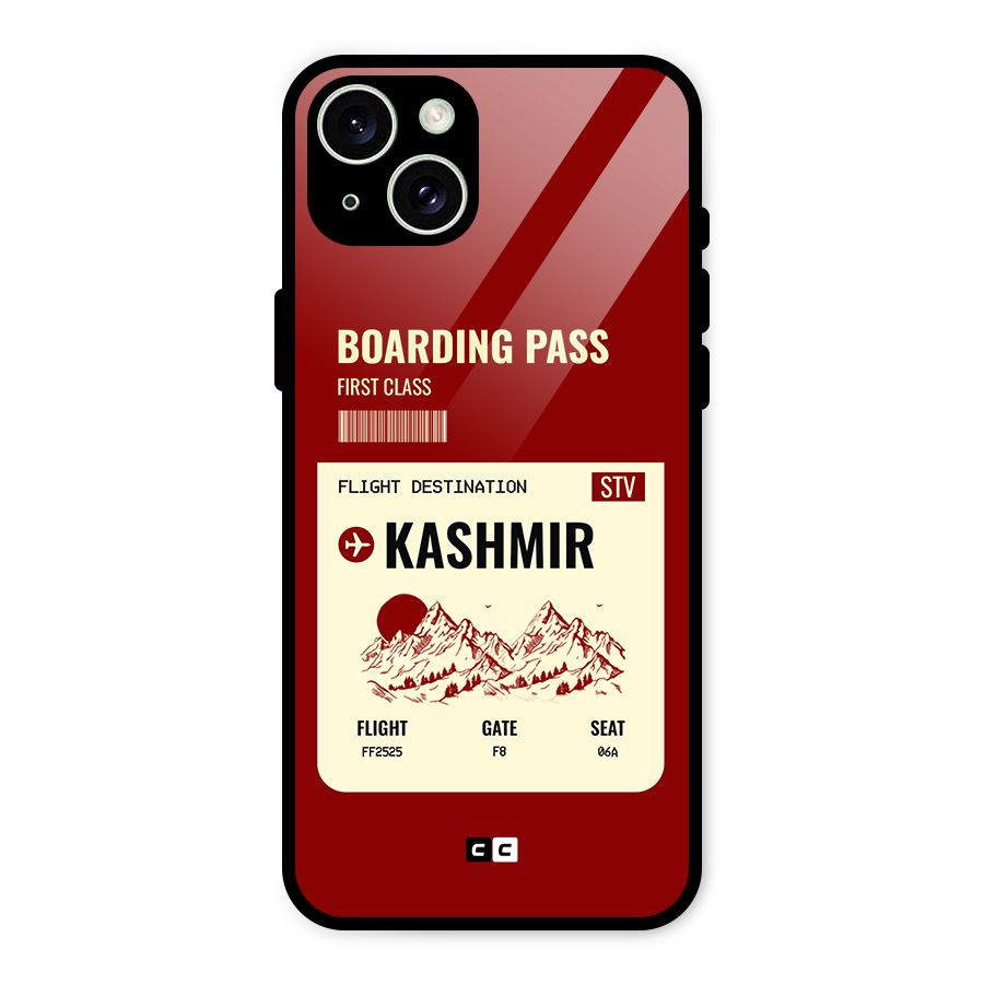 Kashmir Boarding Pass Glass Back Case for iPhone 15 Plus