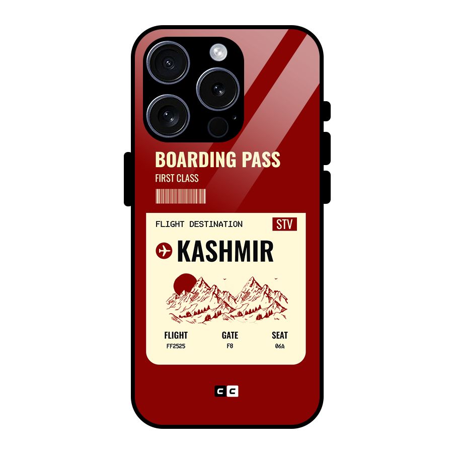 Kashmir Boarding Pass Glass Back Case for iPhone 15 Pro
