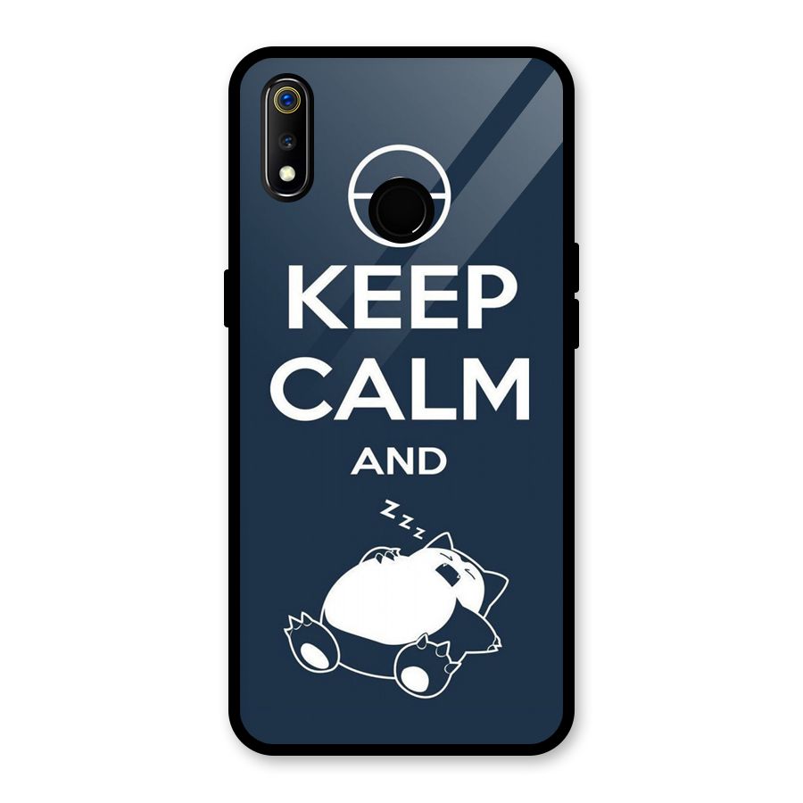 Keep Calm and Sleep Glass Back Case for Realme 3i