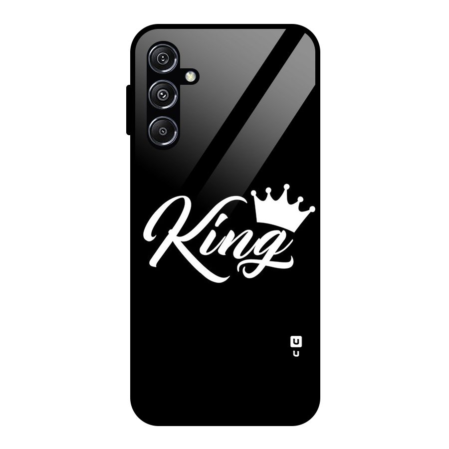 King Crown Typography Glass Back Case for Galaxy M34 5G