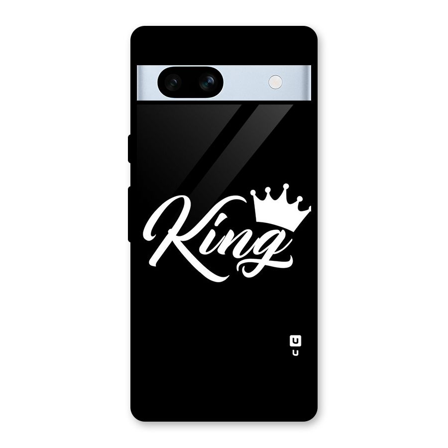 King Crown Typography Glass Back Case for Google Pixel 7a