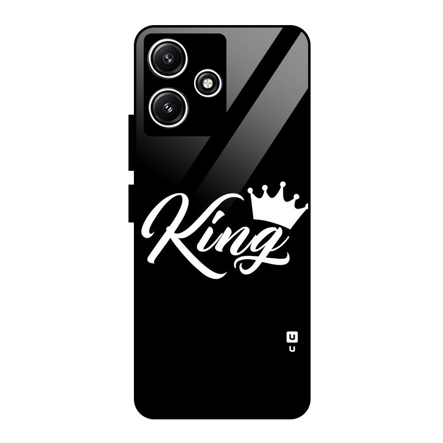 King Crown Typography Glass Back Case for Redmi 12 5G