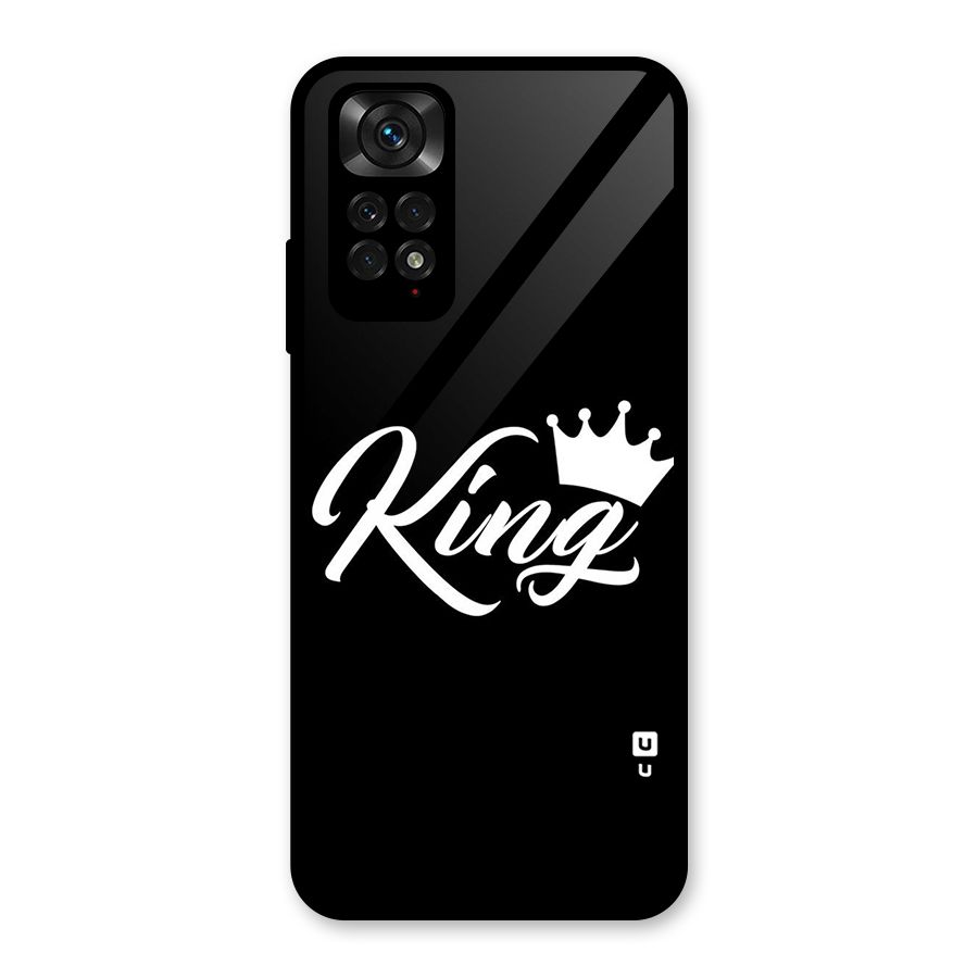 King Crown Typography Glass Back Case for Redmi Note 11S