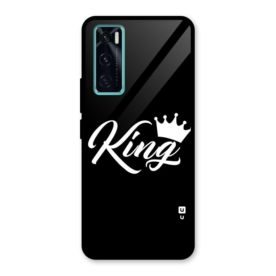 King Crown Typography Glass Back Case for Vivo V20 SE