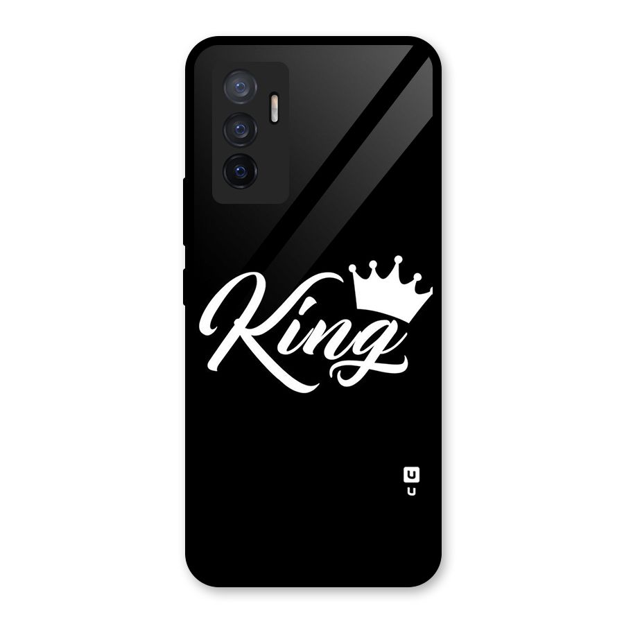 King Crown Typography Glass Back Case for Vivo V23e