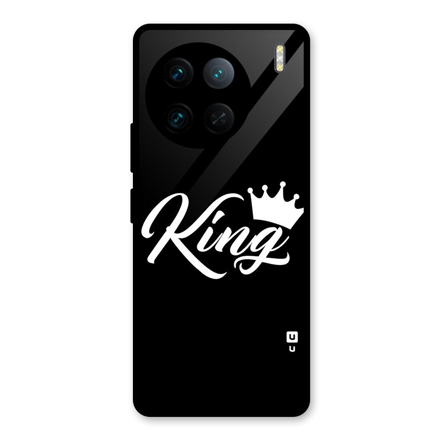 King Crown Typography Glass Back Case for Vivo X90 Pro