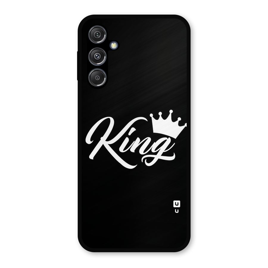King Crown Typography Metal Back Case for Galaxy M34 5G