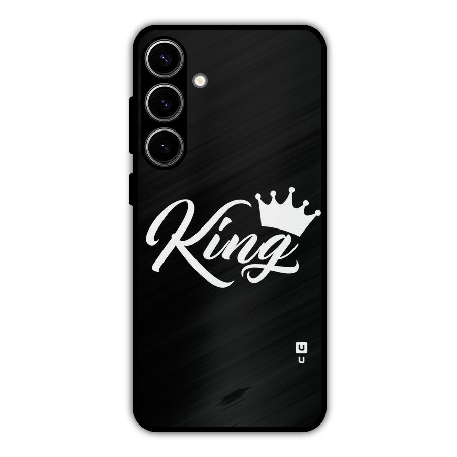 King Crown Typography Metal Back Case for Galaxy S24 Plus