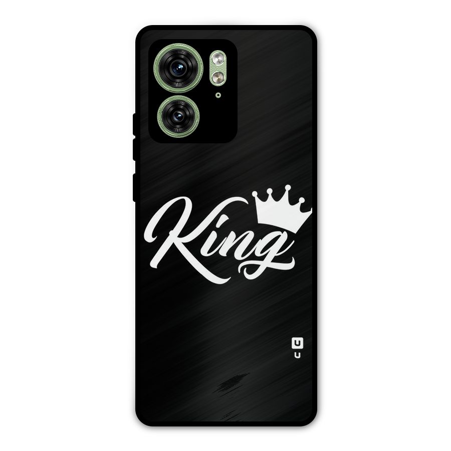 King Crown Typography Metal Back Case for Motorola Edge 40 5G