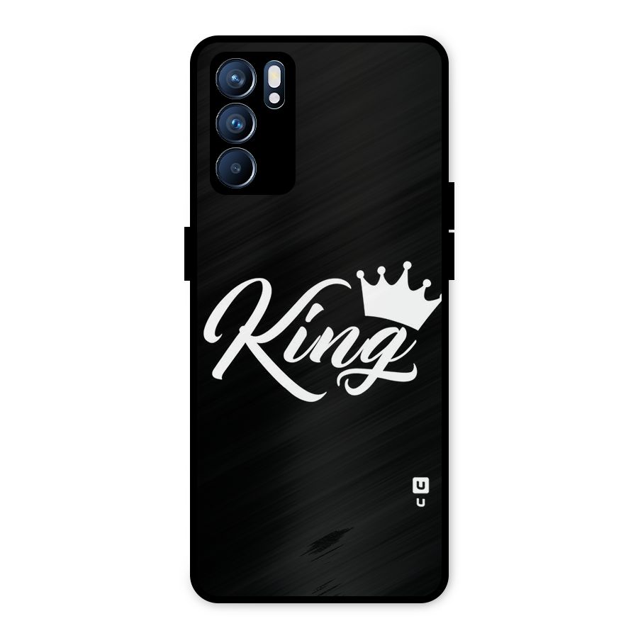 King Crown Typography Metal Back Case for Oppo Reno6 5G