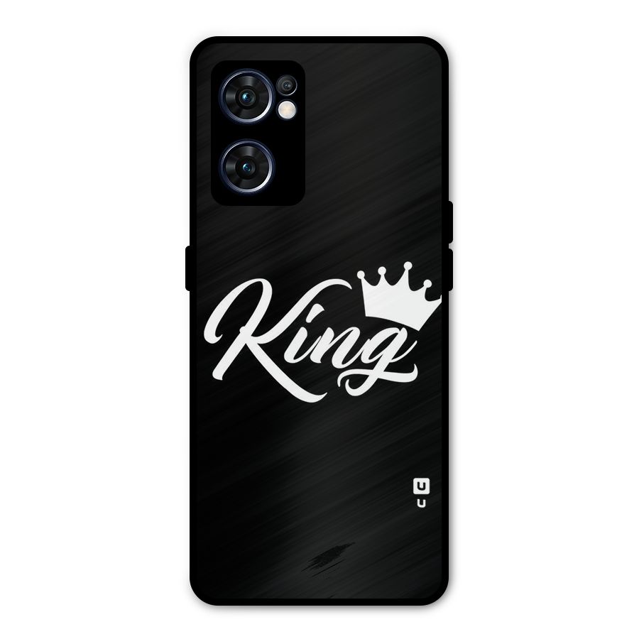 King Crown Typography Metal Back Case for Oppo Reno7 5G