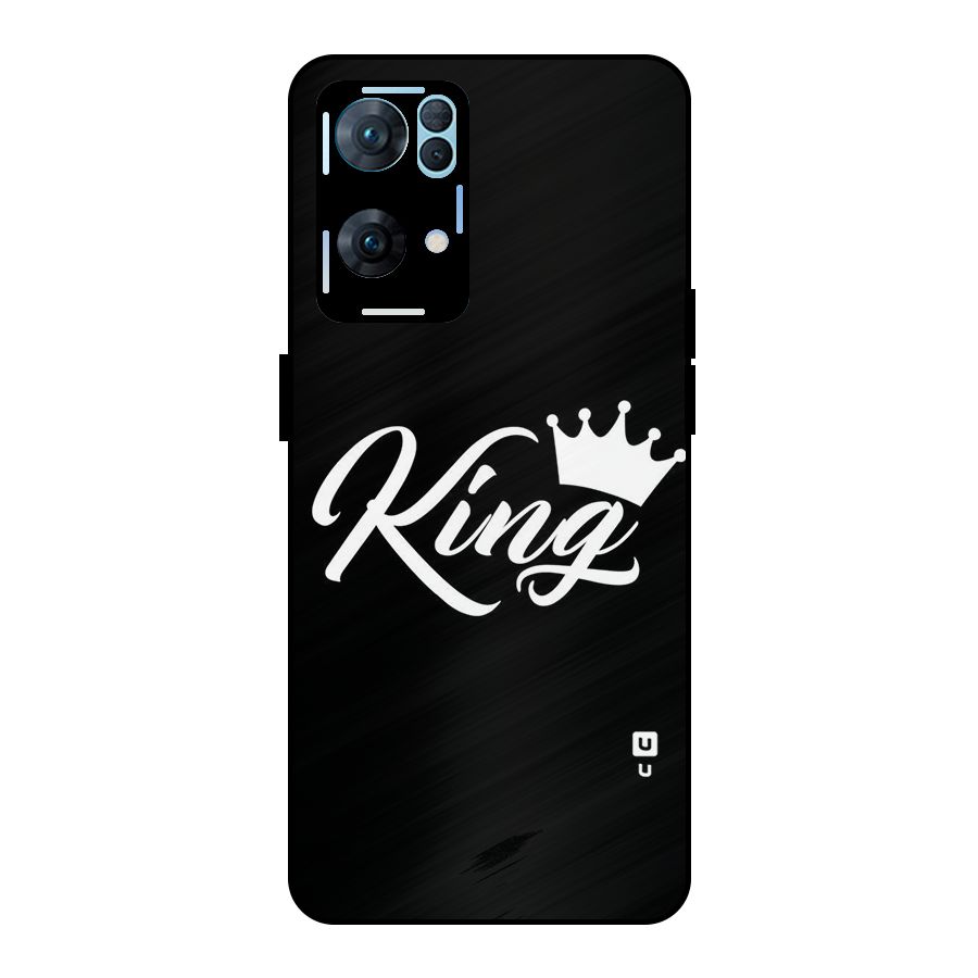 King Crown Typography Metal Back Case for Oppo Reno7 Pro 5G