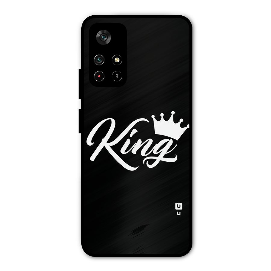 King Crown Typography Metal Back Case for Poco M4 Pro 5G