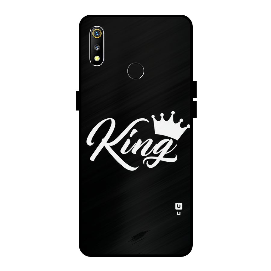 King Crown Typography Metal Back Case for Realme 3