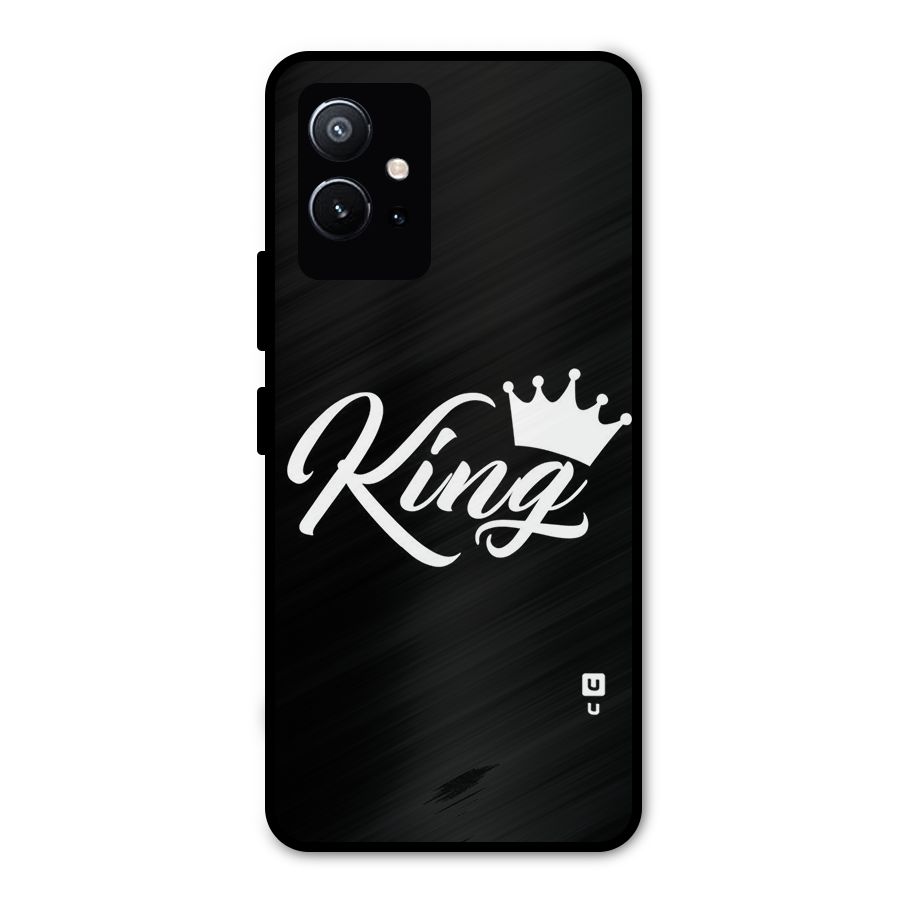 King Crown Typography Metal Back Case for Vivo T1 5G