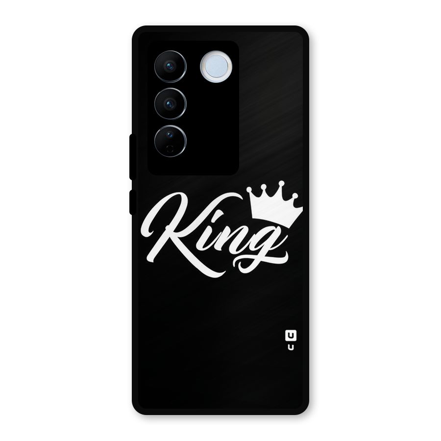 King Crown Typography Metal Back Case for Vivo V27 Pro