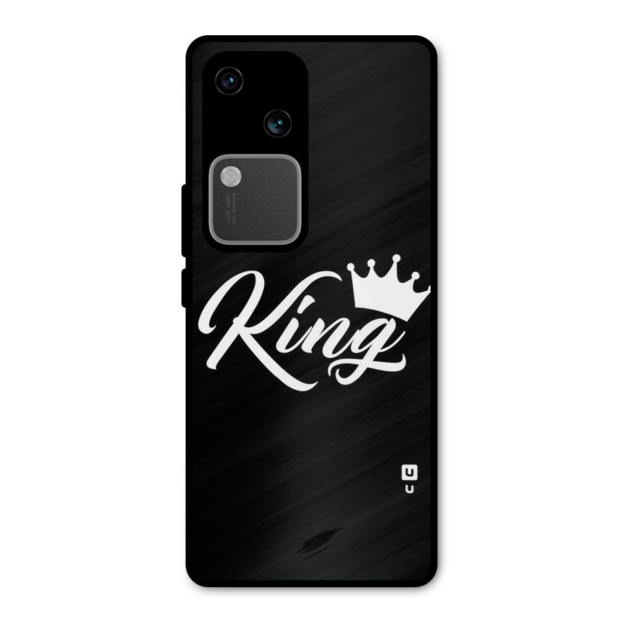 King Crown Typography Metal Back Case for Vivo V30 Pro