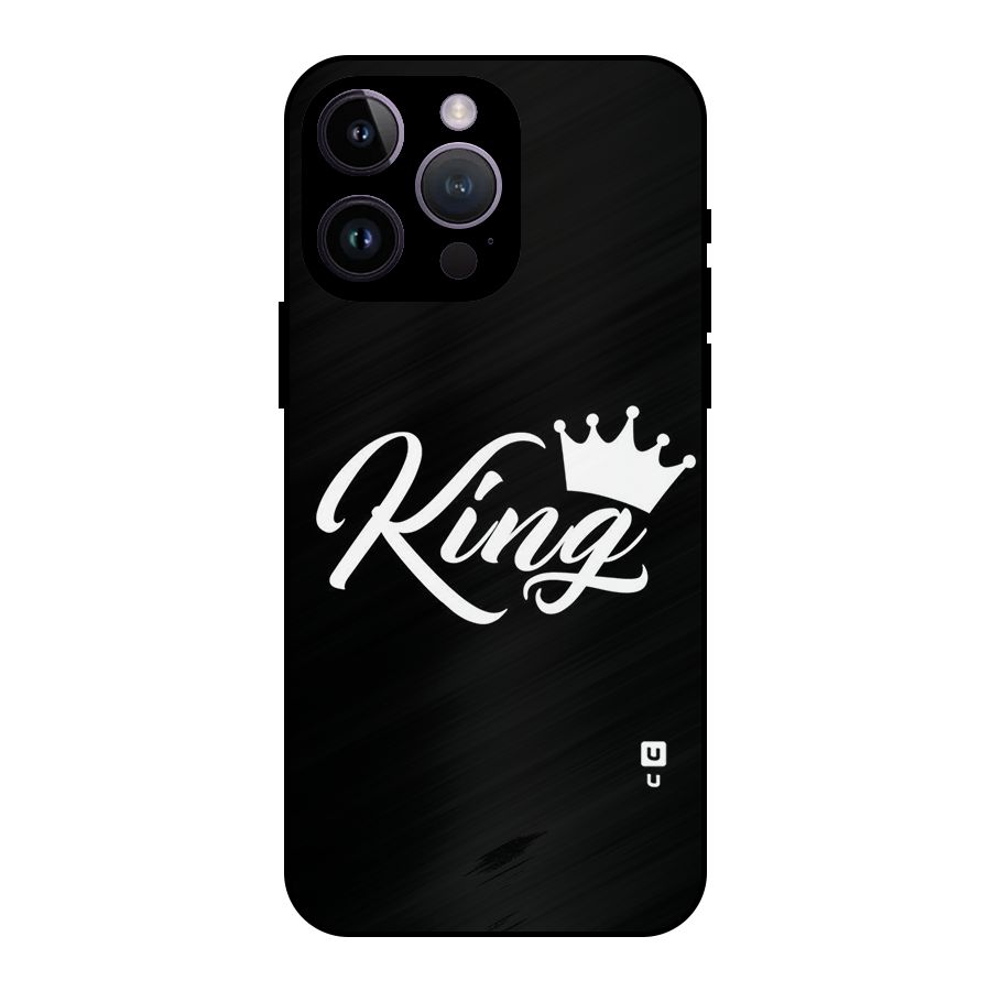 King Crown Typography Metal Back Case for iPhone 14 Pro Max