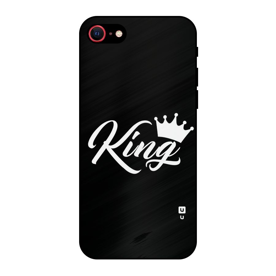 King Crown Typography Metal Back Case for iPhone SE 2022