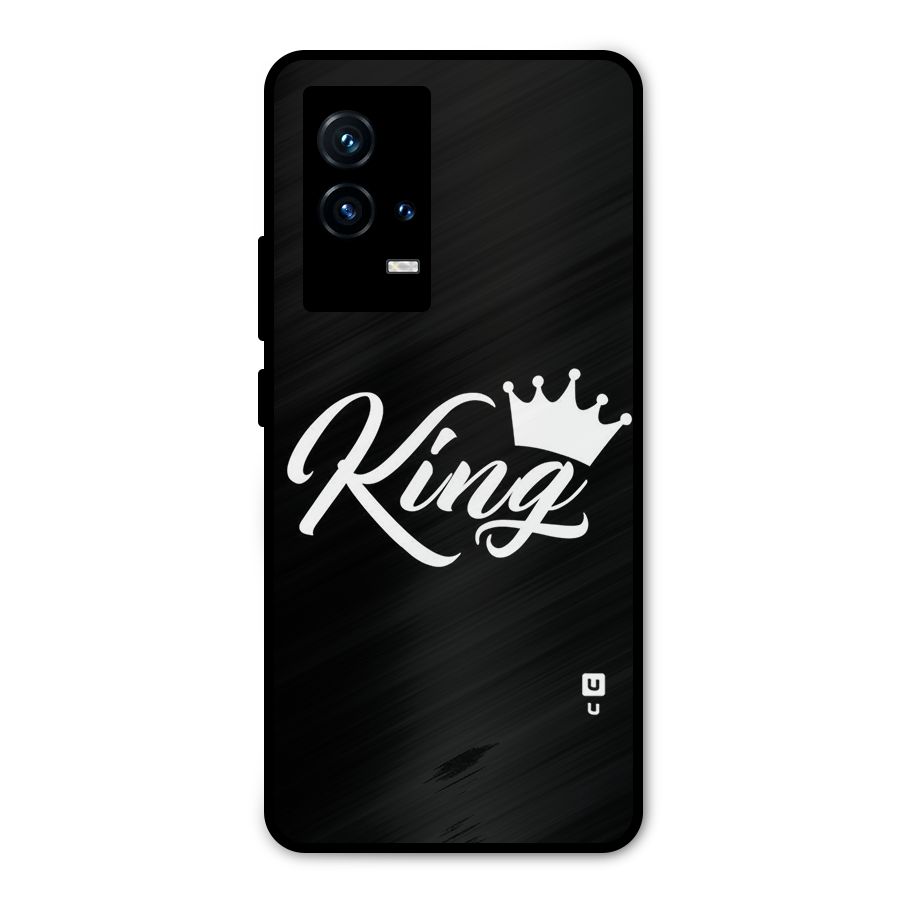 King Crown Typography Metal Back Case for iQOO 9 5G
