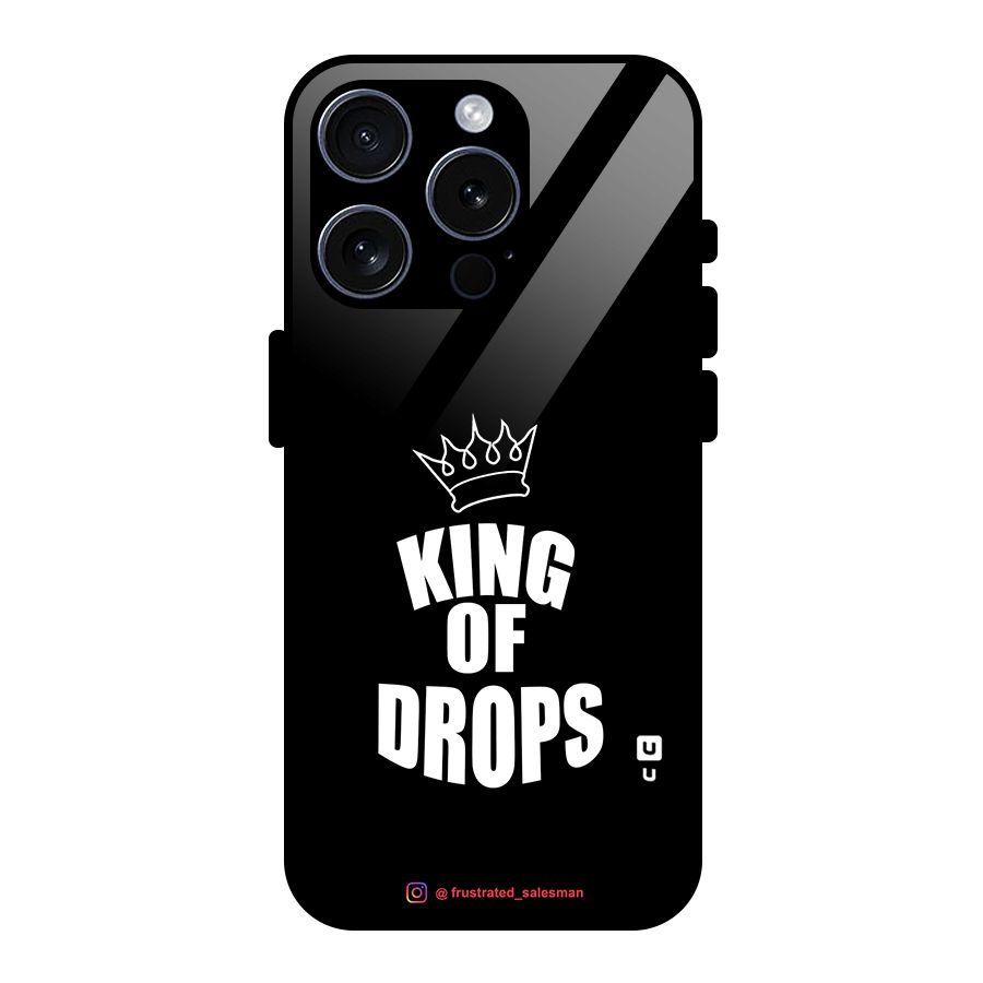 King of Drops Black Glass Back Case for iPhone 15 Pro