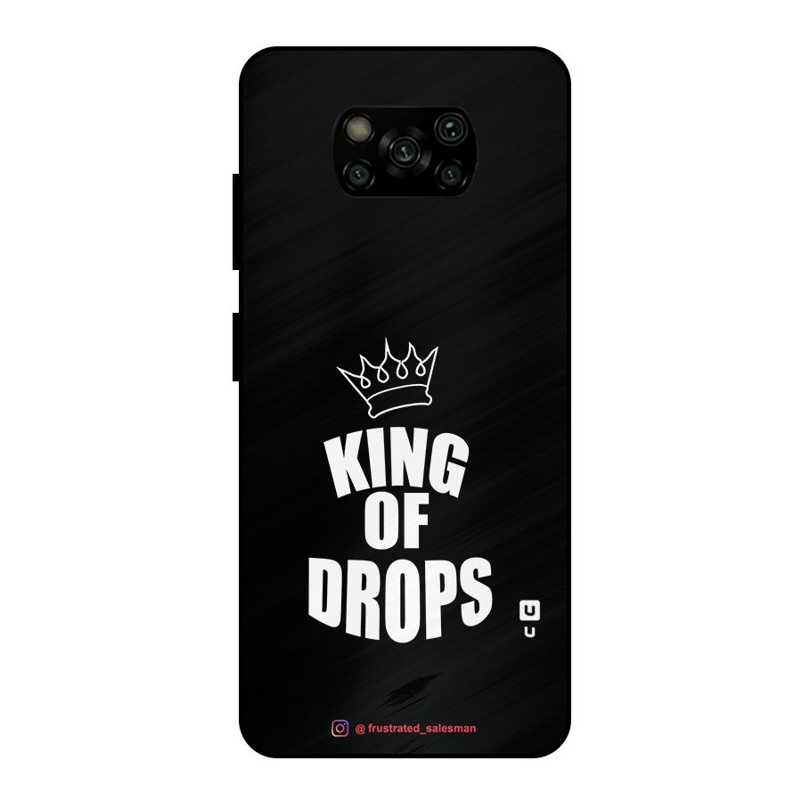 King of Drops Black Metal Back Case for Poco X3