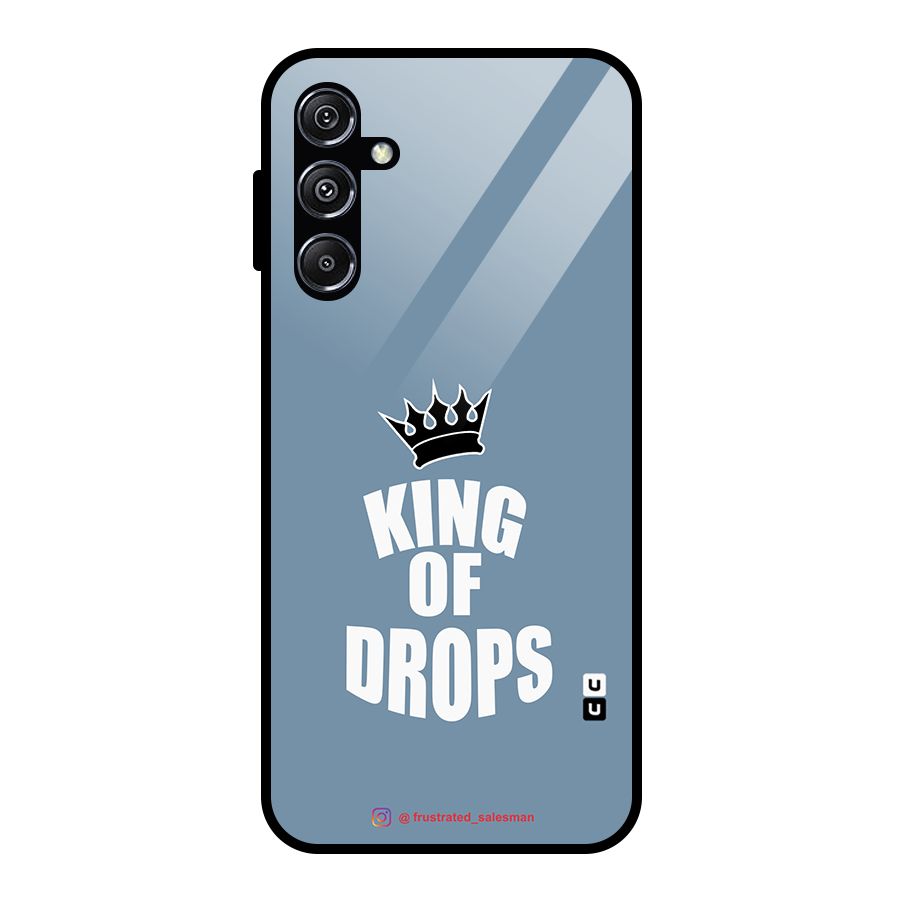 King of Drops Mustard SteelBlue Glass Back Case for Galaxy M34 5G