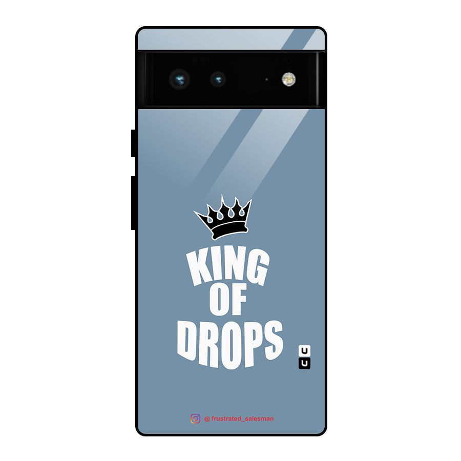 King of Drops Mustard SteelBlue Glass Back Case for Google Pixel 6