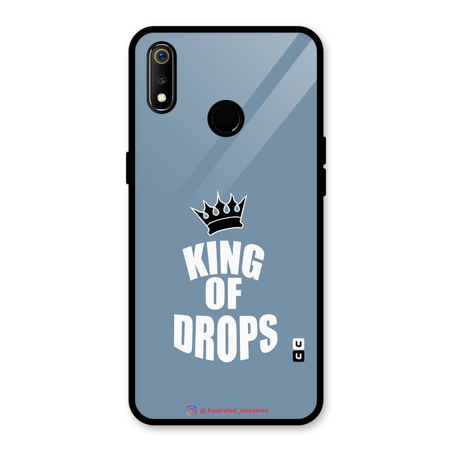 King of Drops Mustard SteelBlue Glass Back Case for Realme 3i